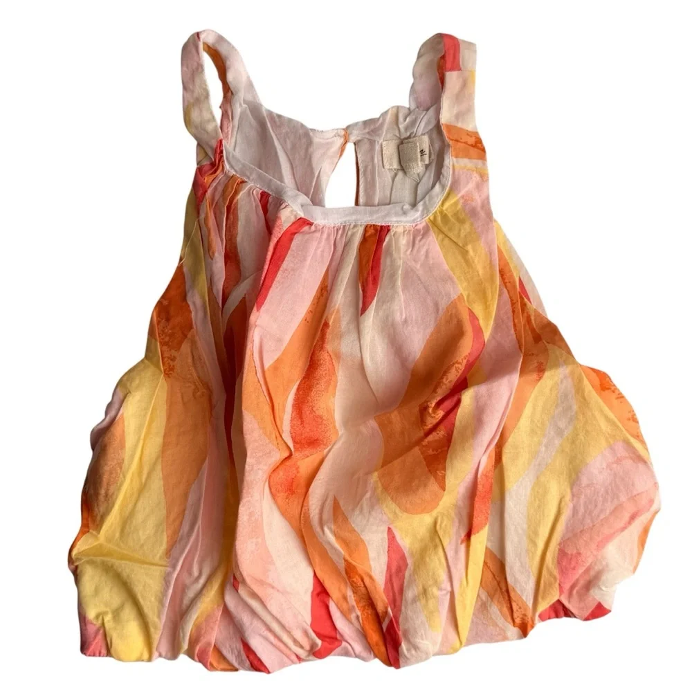 Elan Coral Print Amalfi Crop Halter Top & Smocked Skirt Set S